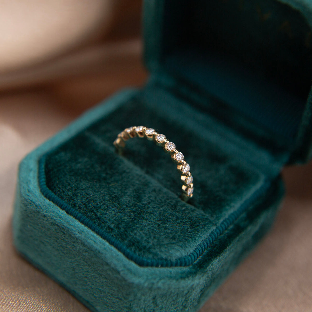 14K Yellow Gold Moissanite Anniversary Band
