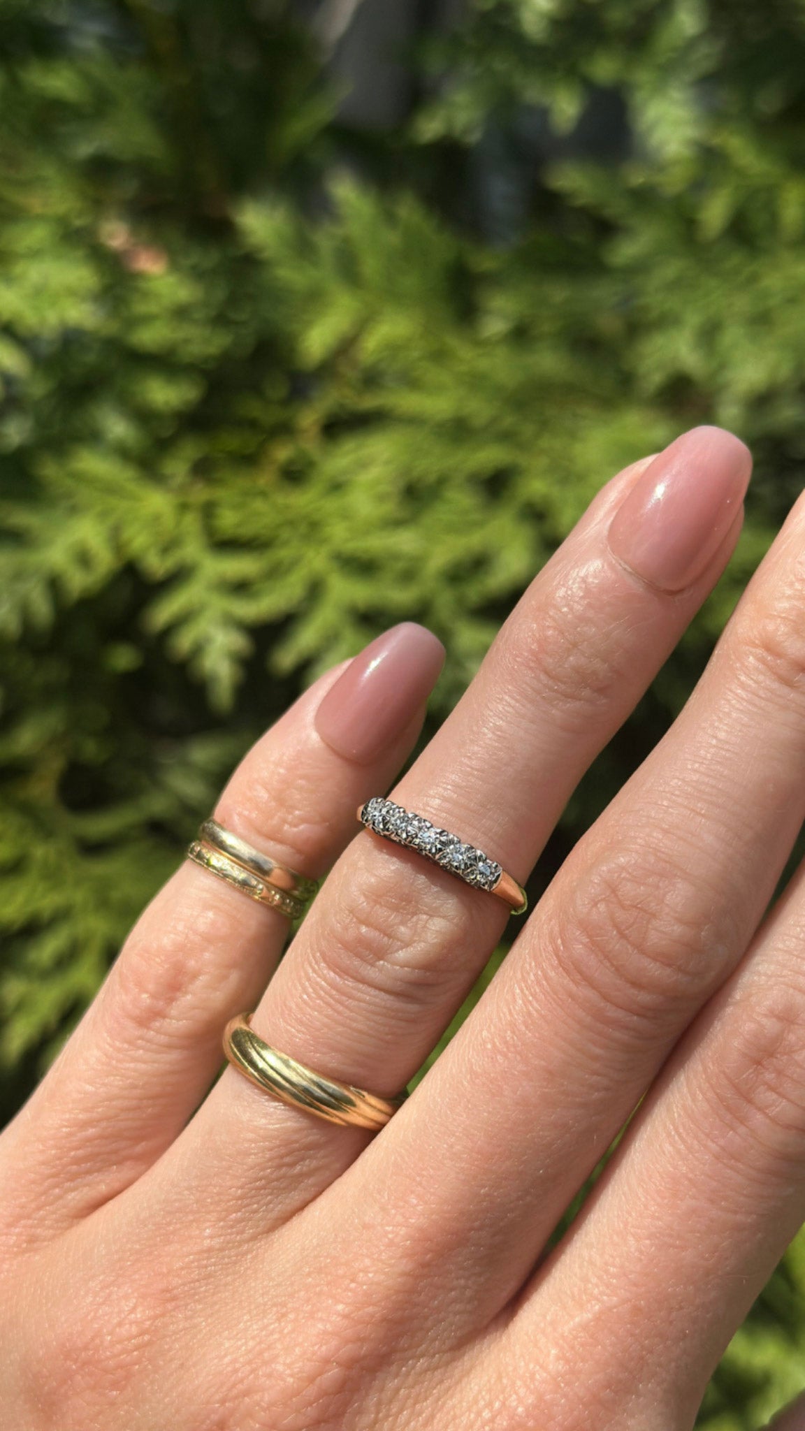 Vintage 14k Diamond Five Stone Band | sz 5.5