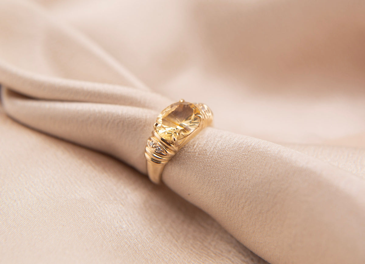 Modern Vintage Citrine Statement Ring | sz 6.5