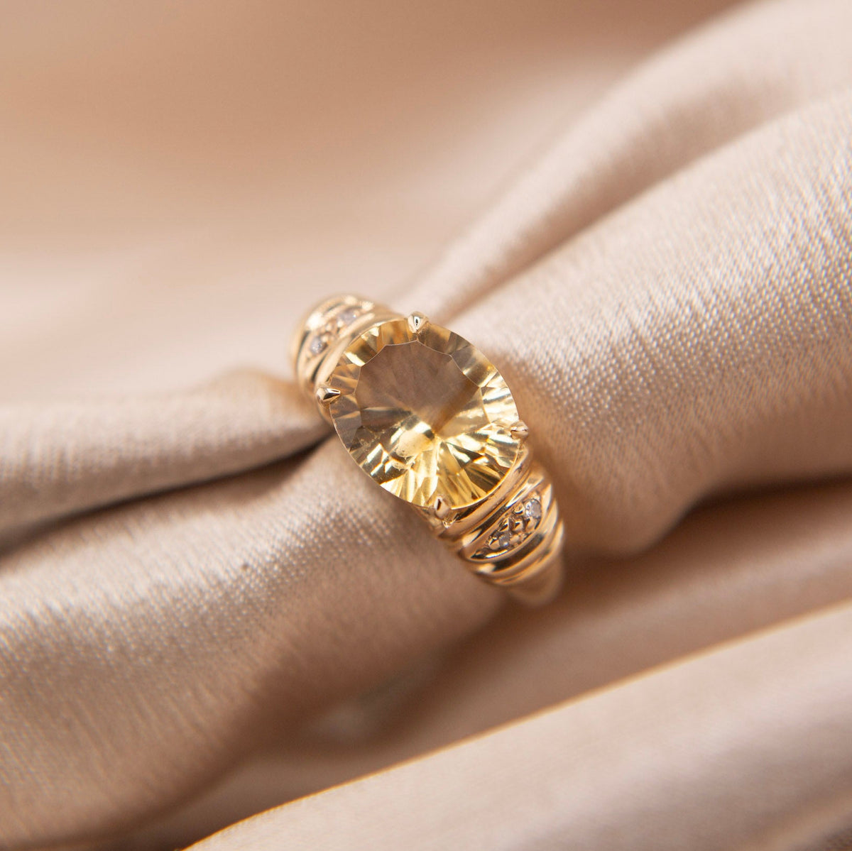 Modern Vintage Citrine Statement Ring | sz 6.5