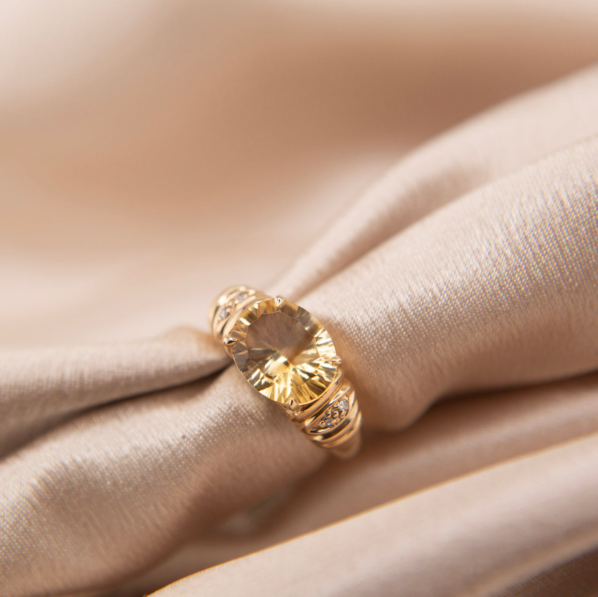 Modern Vintage Citrine Statement Ring | sz 6.5