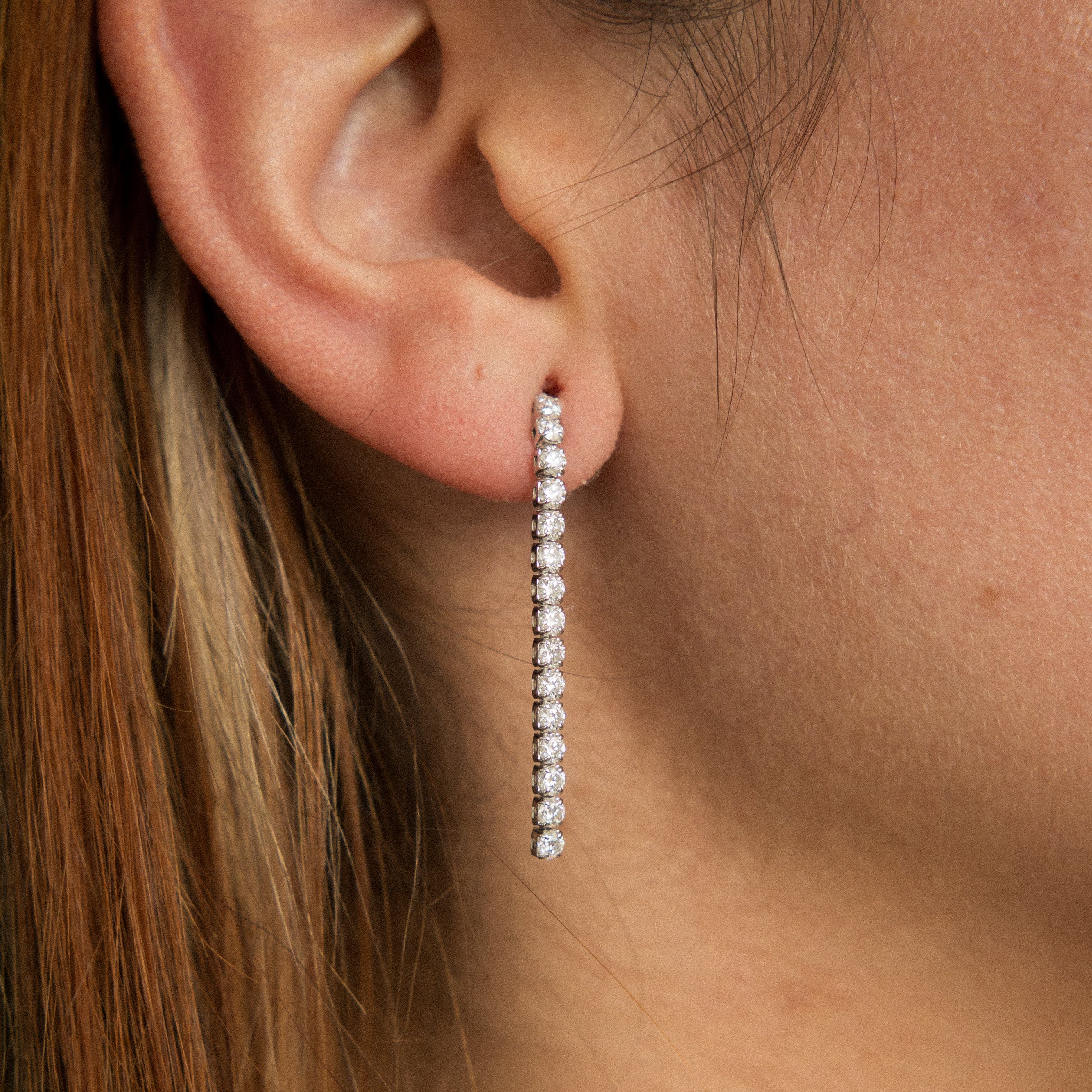 Moissanite demi fine white gold filled post earrings in a tassle like manor. Perfect gift or everyday wear. Sold by Cival in bayview milwaukee wisconsin