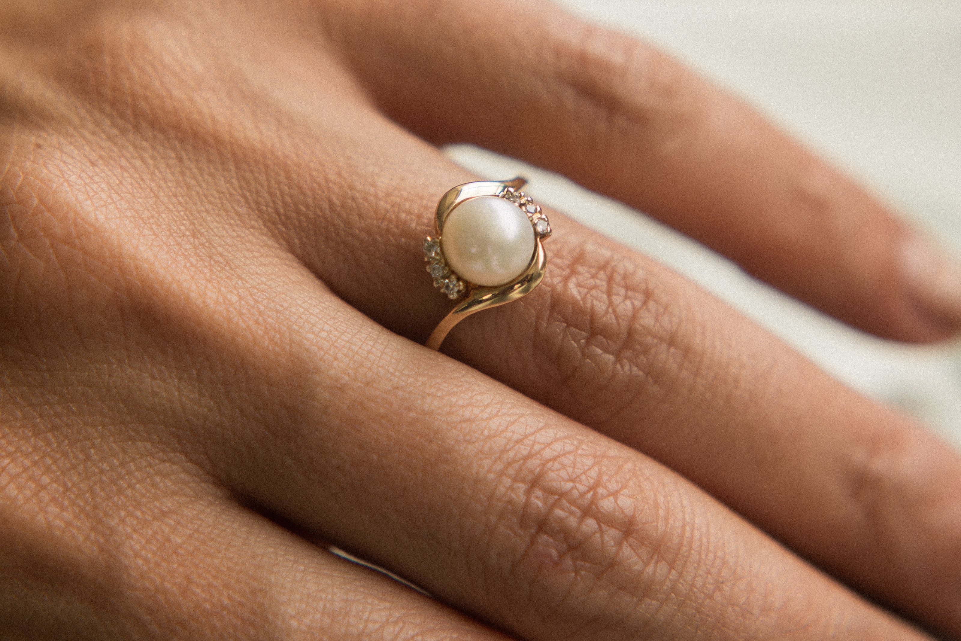 14k Pearl + Diamond Bypass | sz 6.25