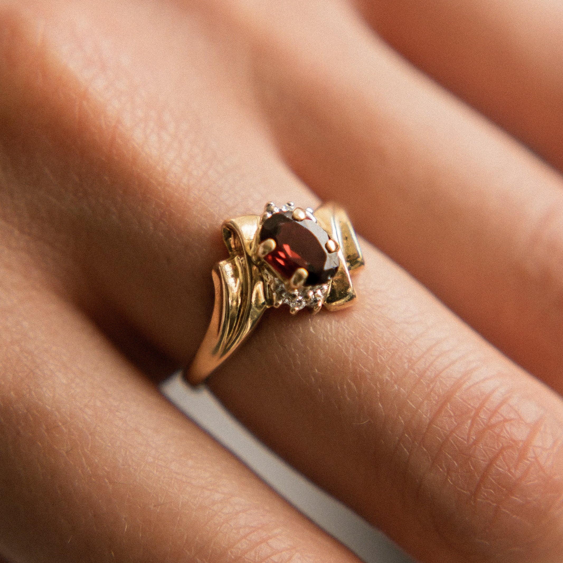 Garnet and diamondbypass ring 