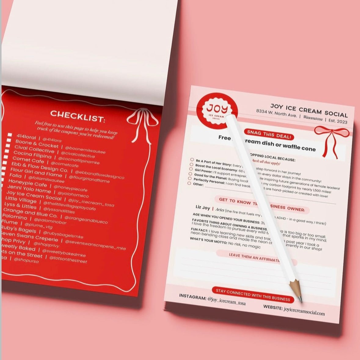 Support local Milwaukee female owned business, cival collective, coupon book