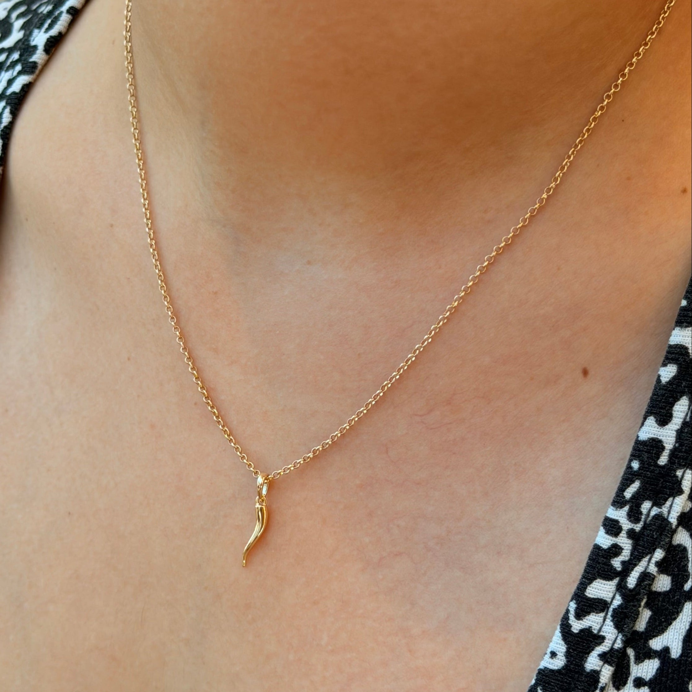 14k Italian Cornicello | Necklace Charm