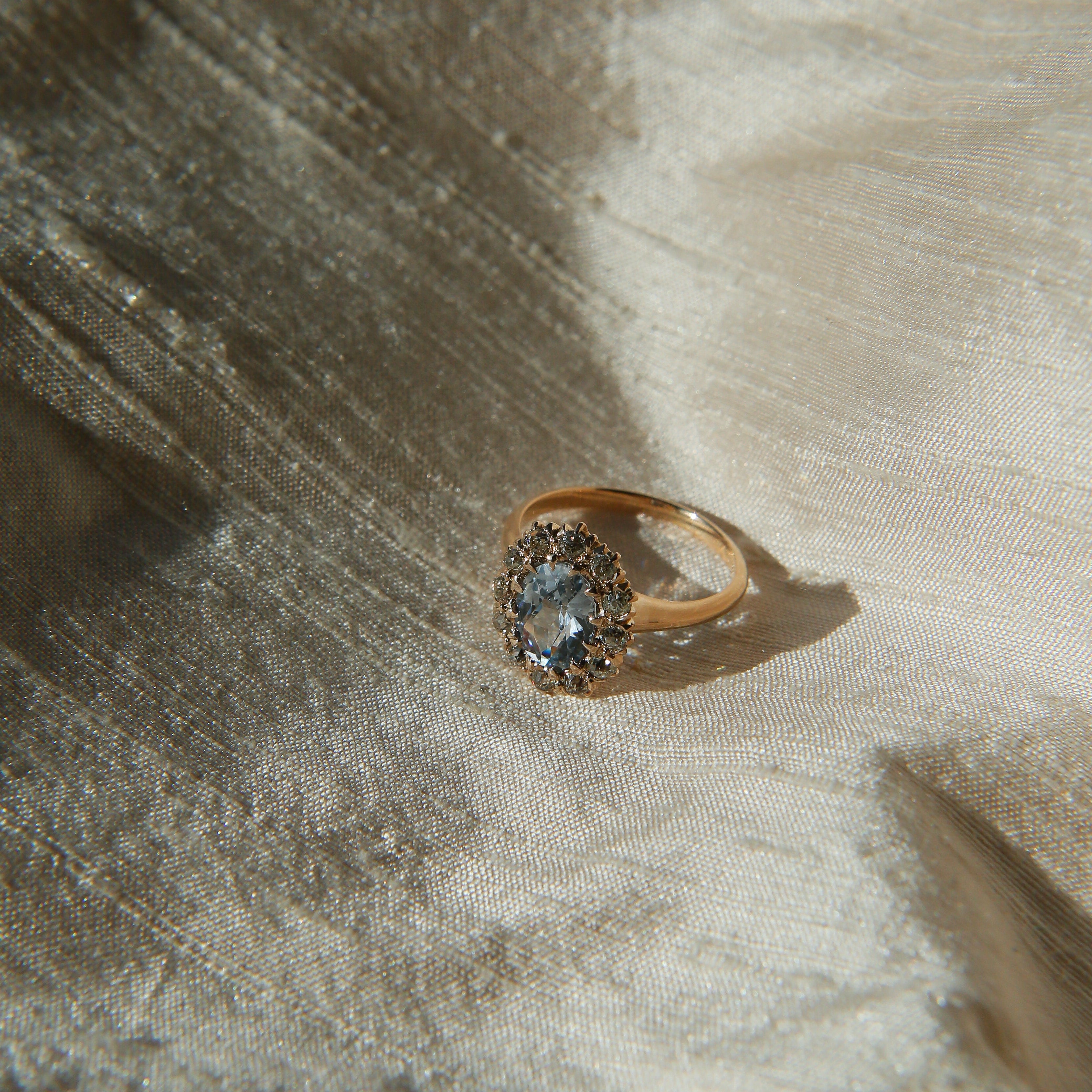 Antique Halo Sapphire Engagement Ring | sz 4.25