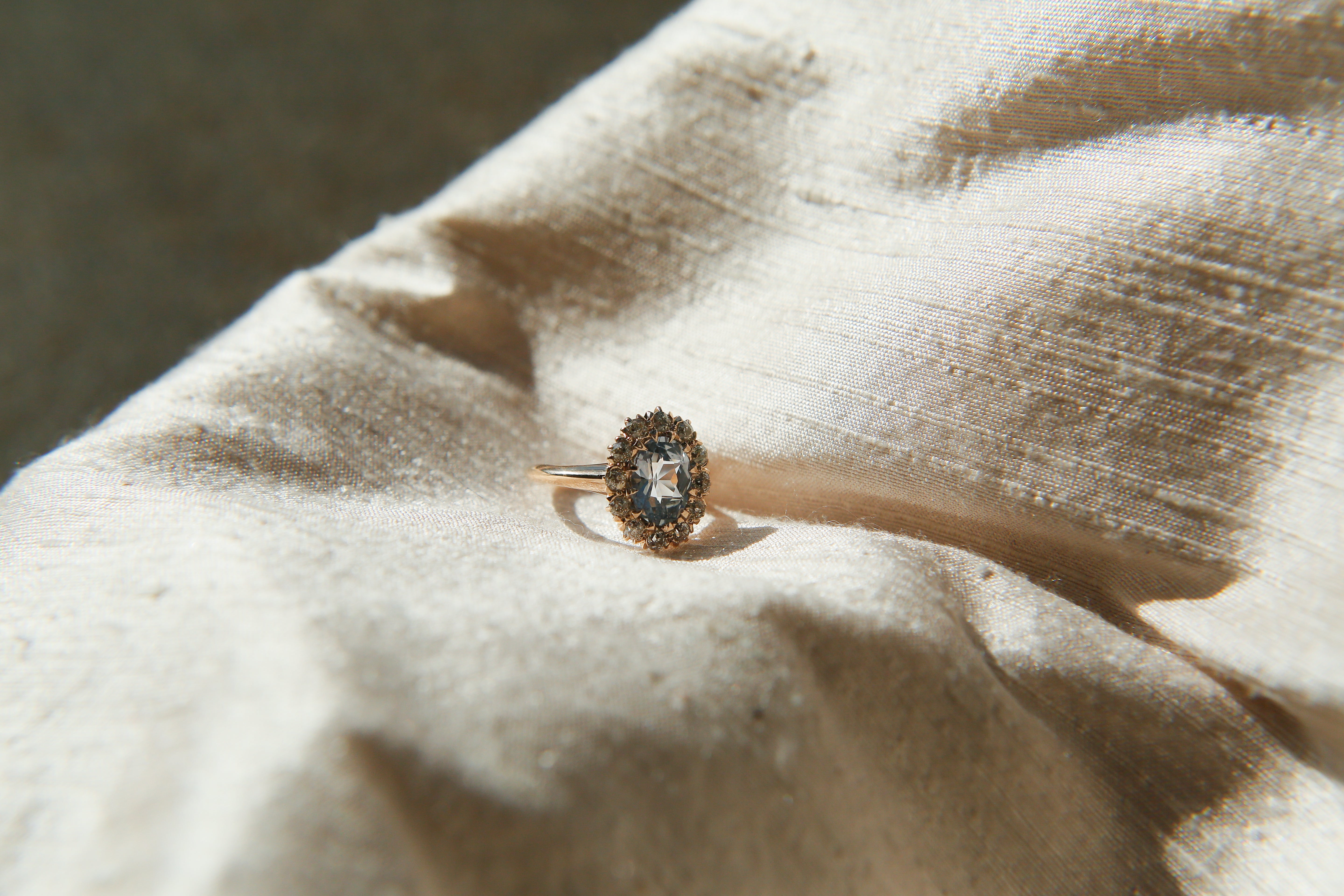 Antique Halo Sapphire Engagement Ring | sz 4.25