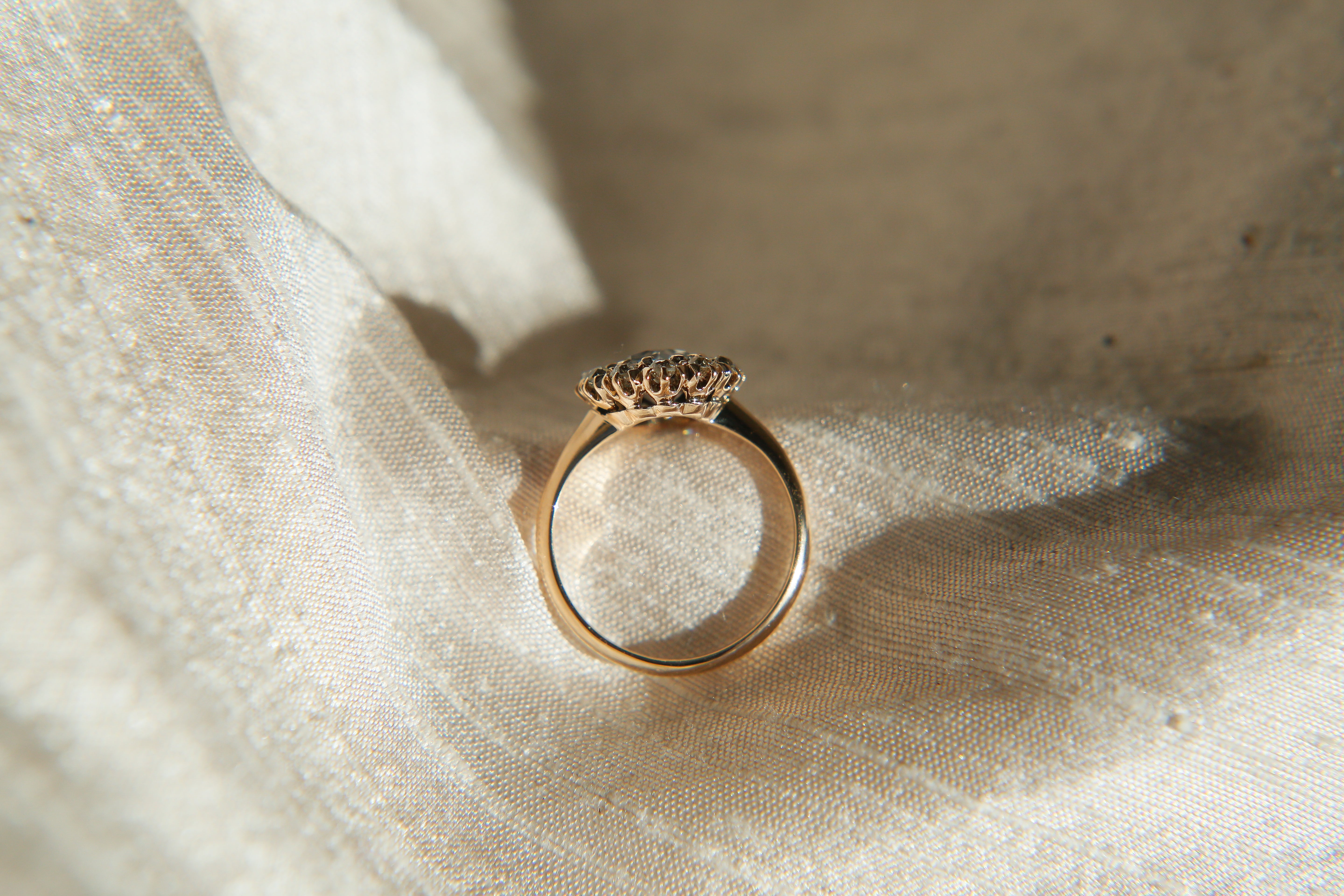 Antique Halo Sapphire Engagement Ring | sz 4.25