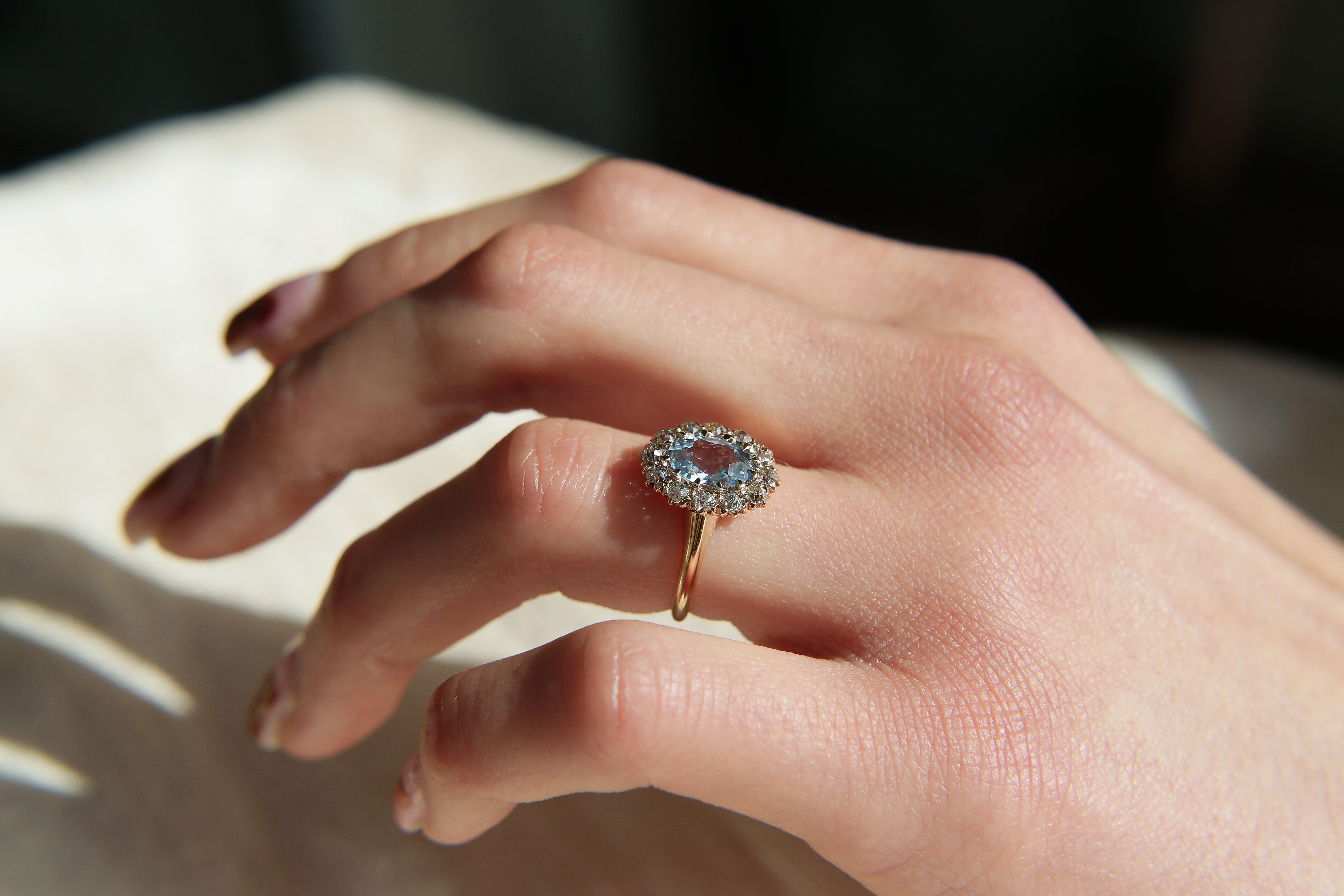 Antique Halo Sapphire Engagement Ring | sz 4.25