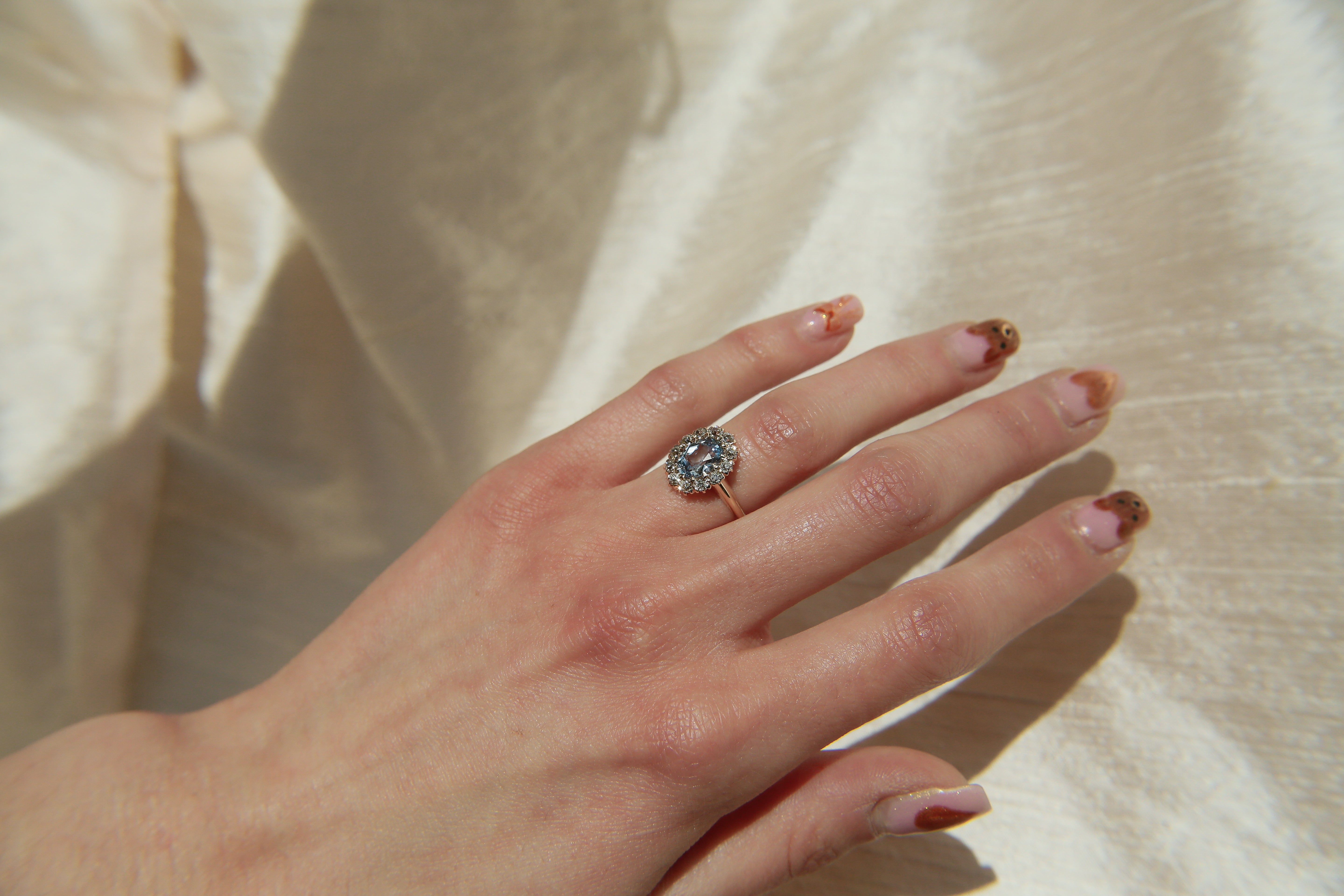 Antique Halo Sapphire Engagement Ring | sz 4.25