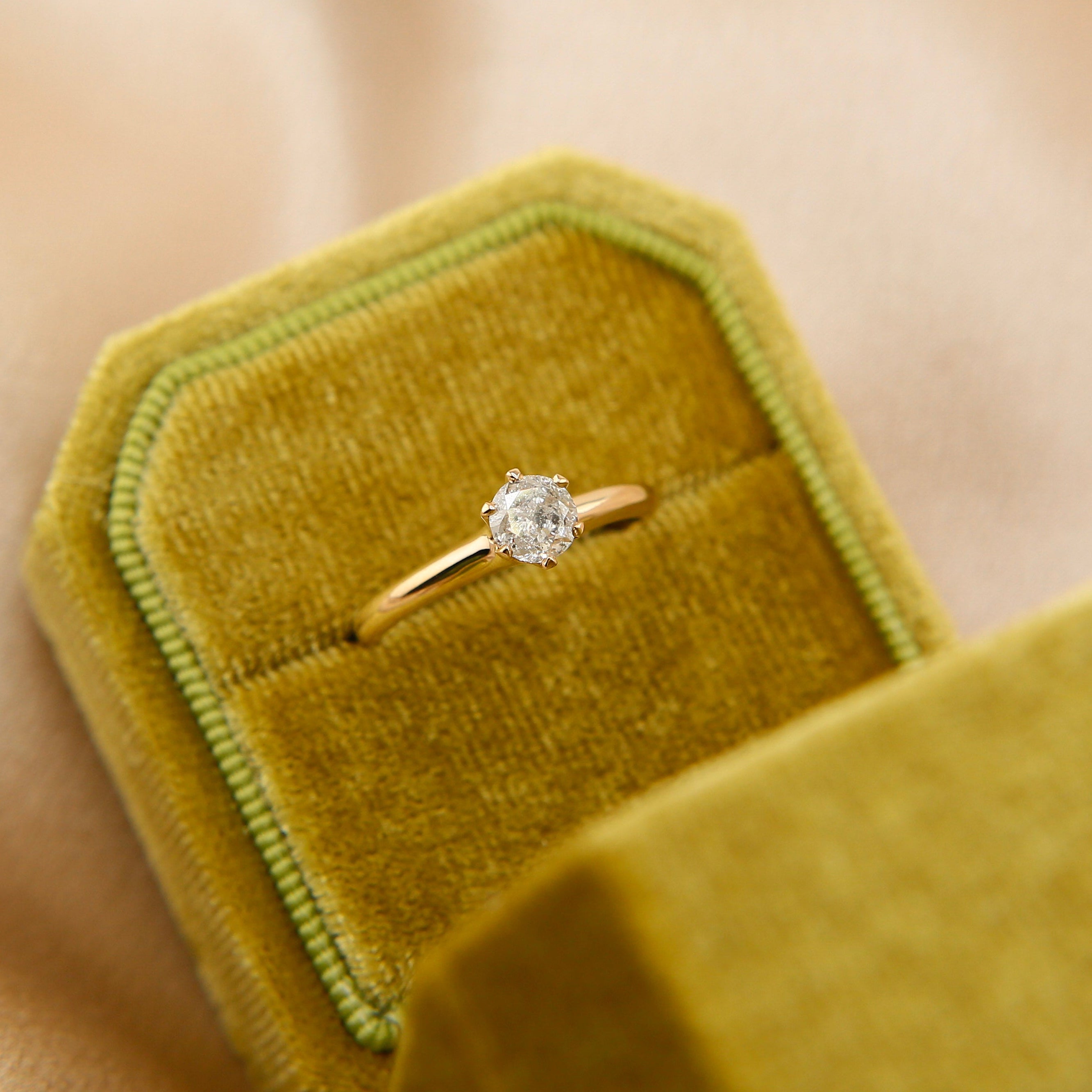 Antique Crown Natural Diamond Solitaire | sz 6.5