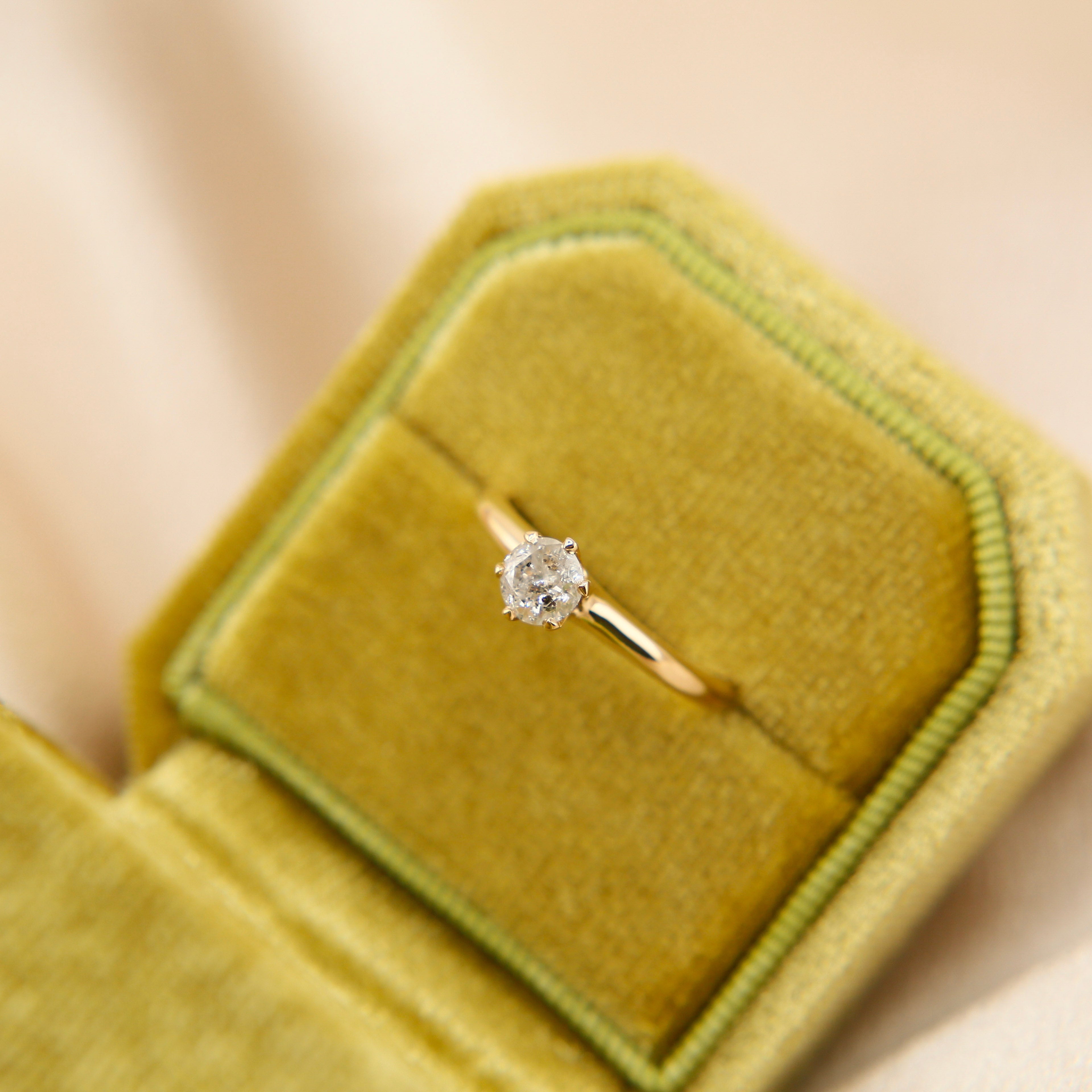 Antique Crown Natural Diamond Solitaire | sz 6.5