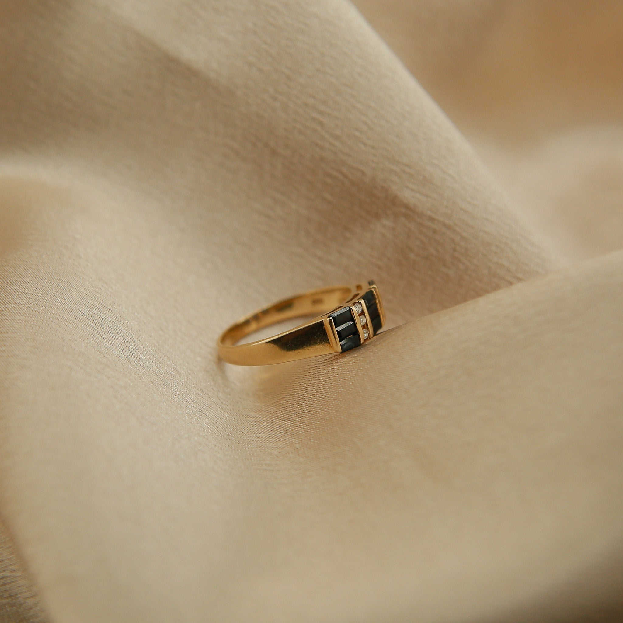 10K Stacked Sapphire Ring | Sz 7