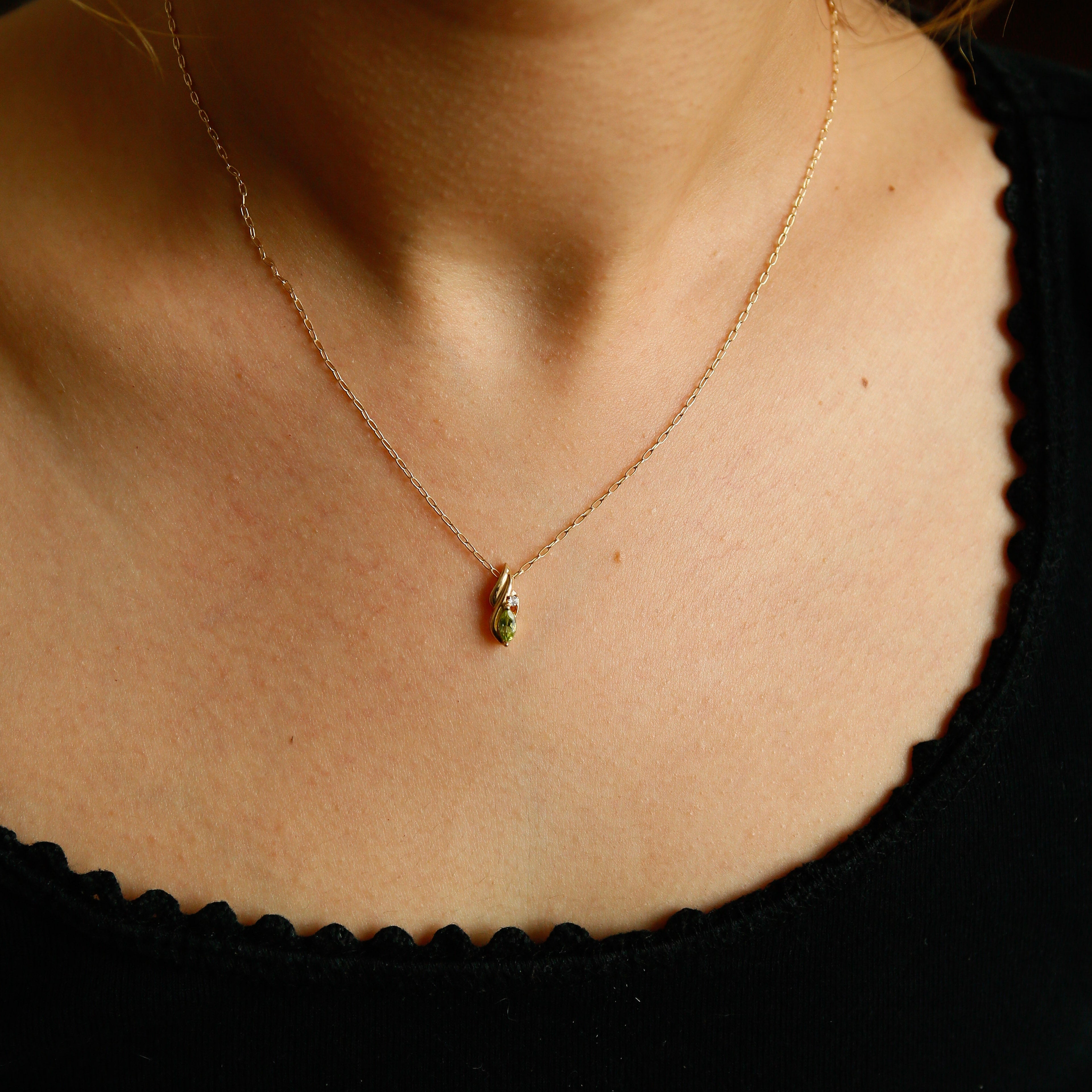 10K Green Stone | Necklace Charm