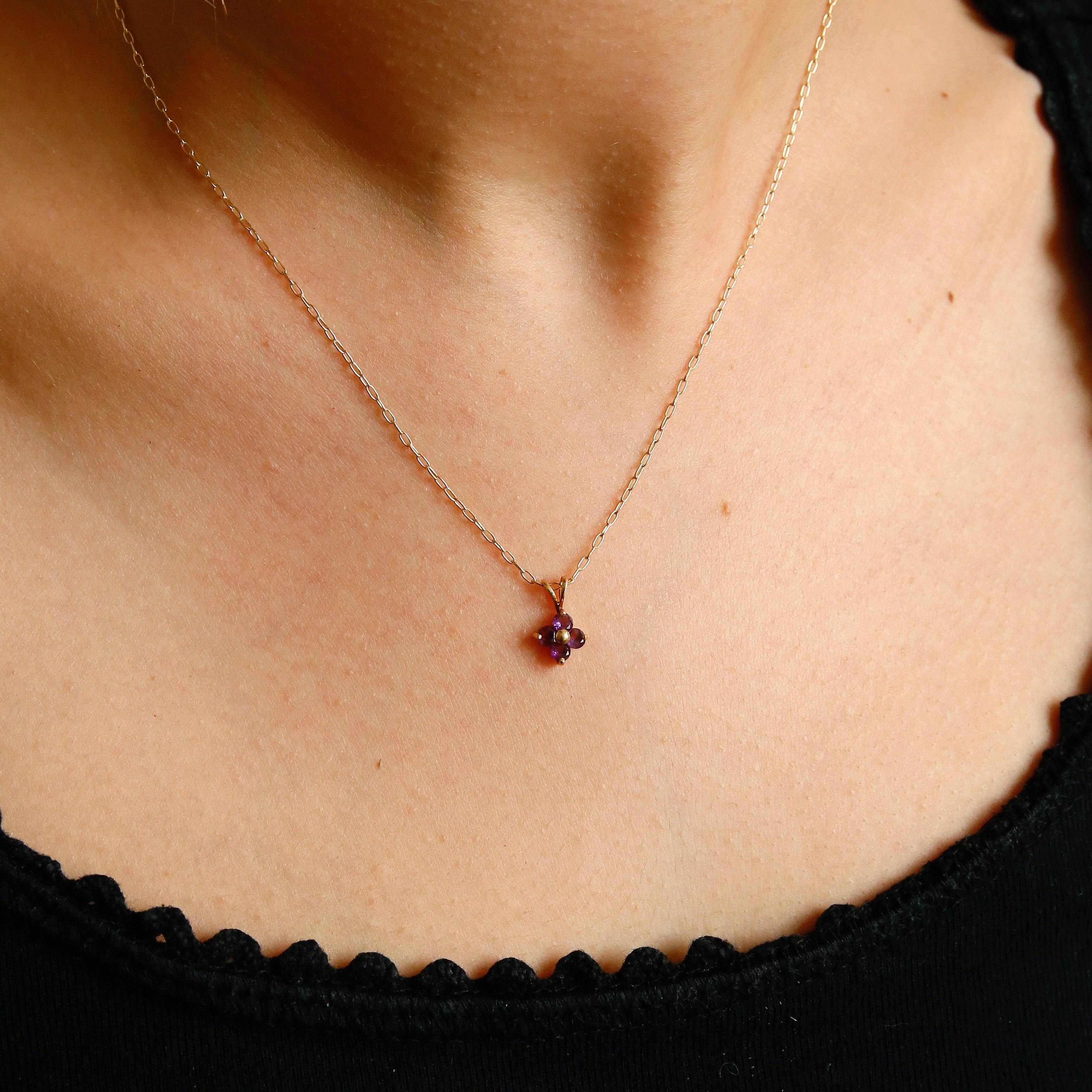 14K Amethyst Flower | Necklace Charm