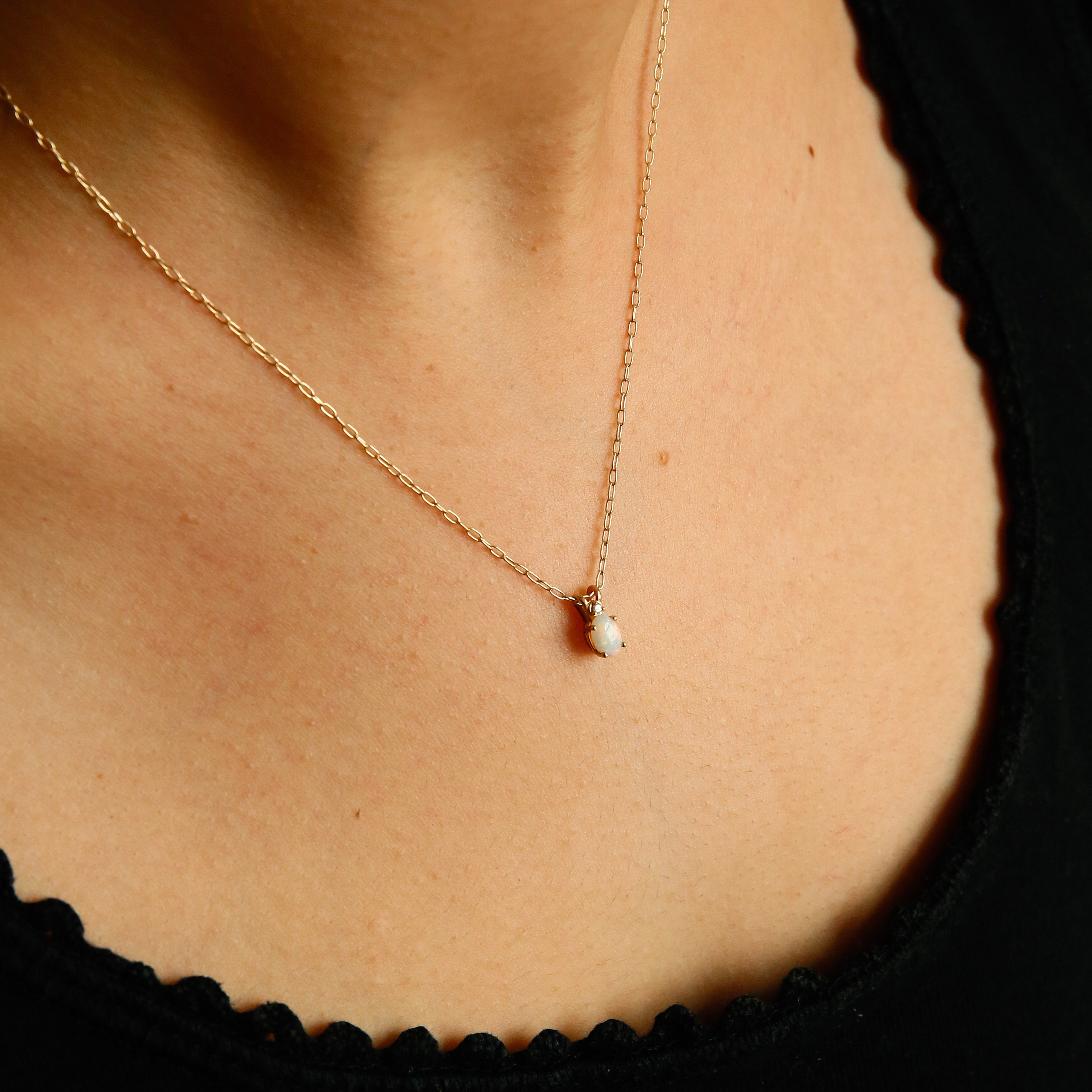 14K Opal & Diamond | Necklace Charm