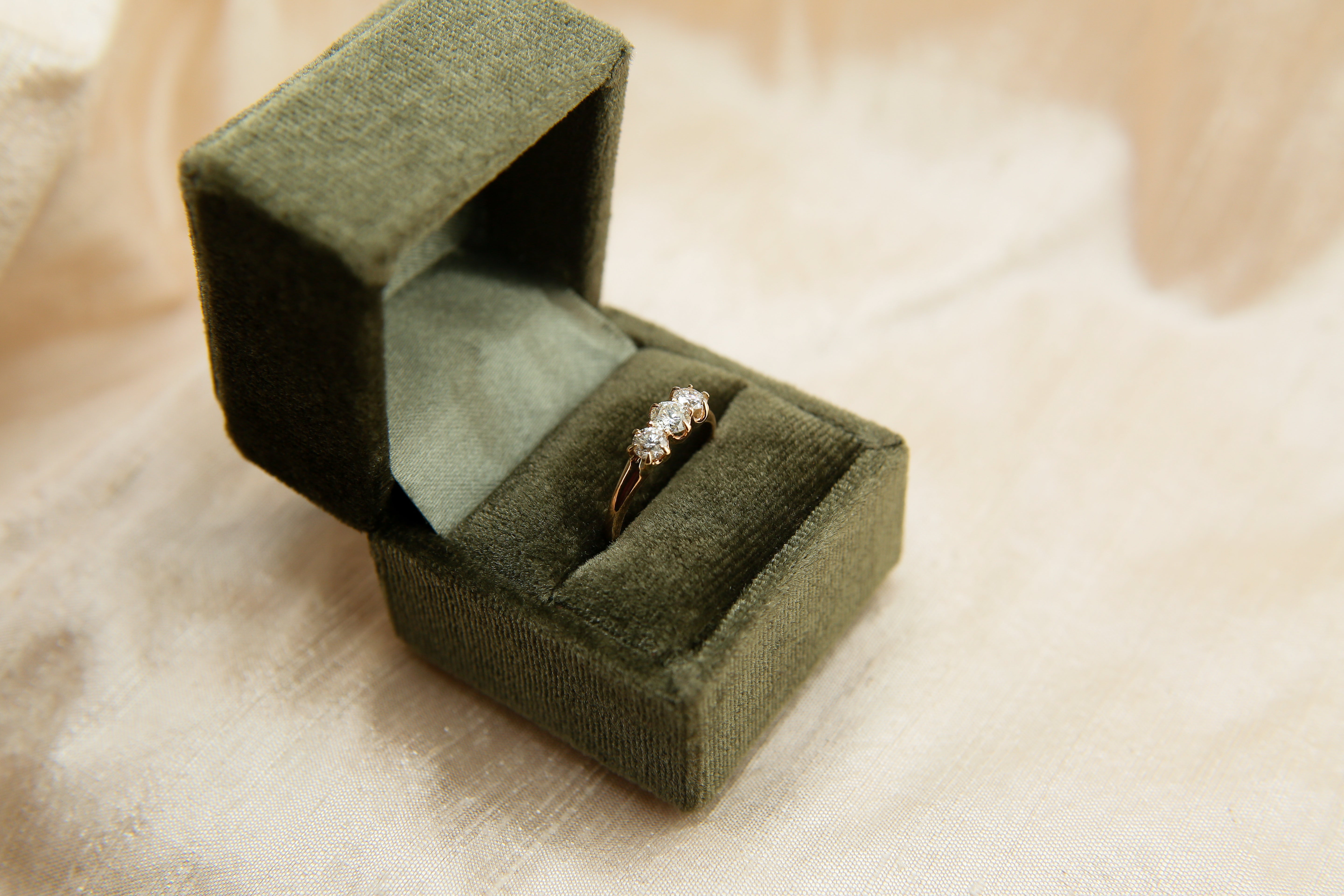 Late 1800's Three Stone Natural Recycled Diamond Ostby Barton Ring | sz 6.5