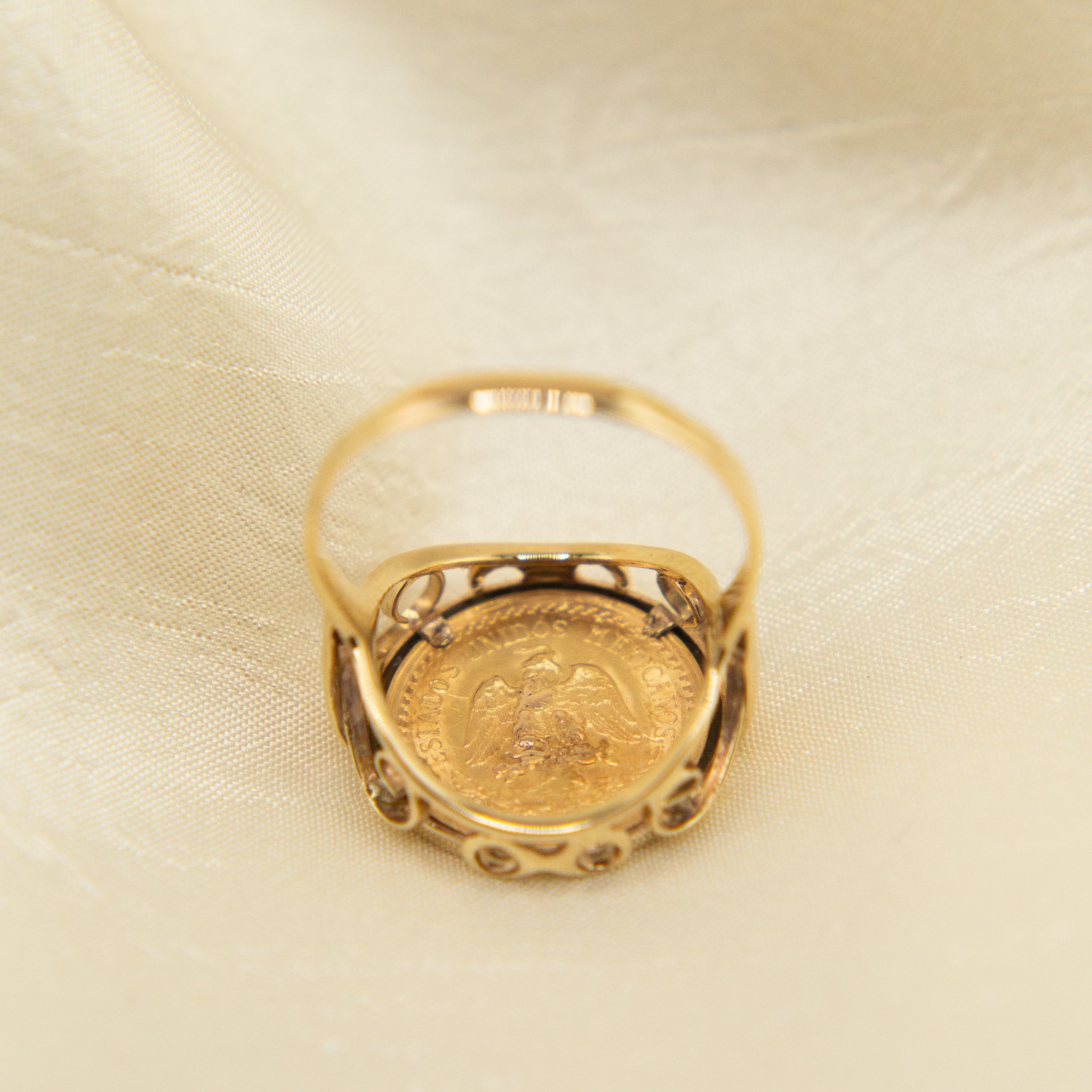 Mid-Century Mexican Dos Y Medio 2.5 Peso Coin Ring | sz 9.5