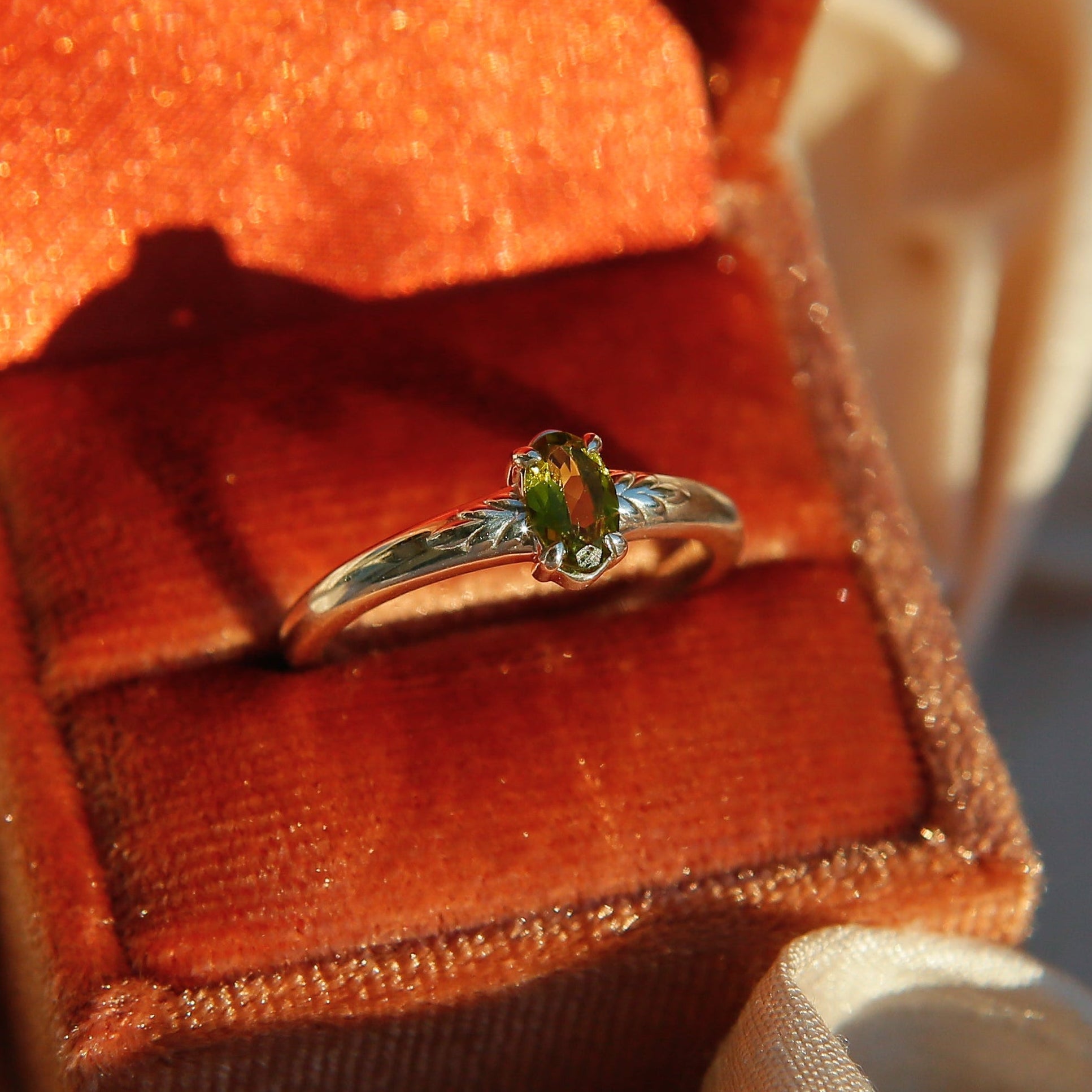 Sterling Silver Tourmaline Solitaire Ring | sz 7.75