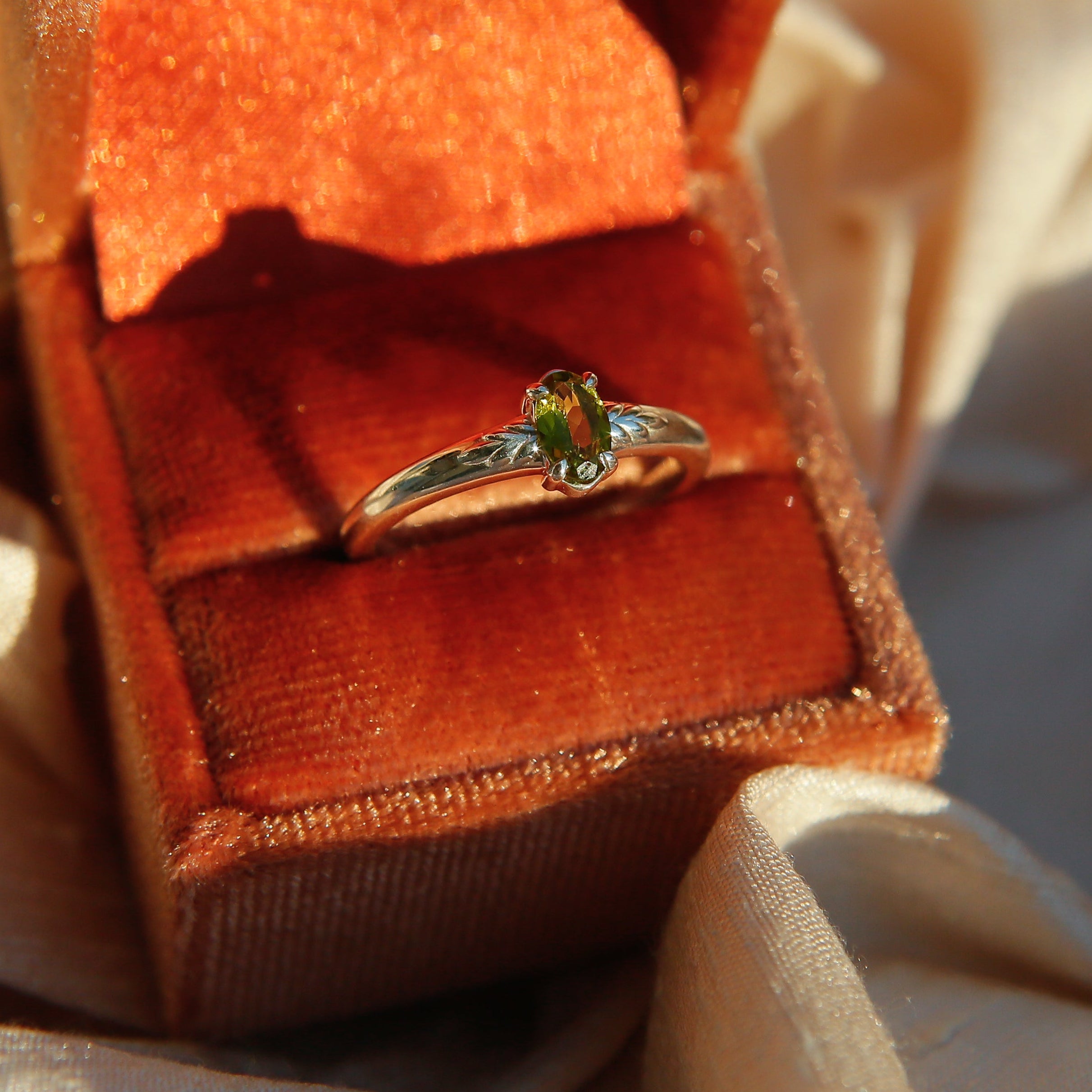 Sterling Silver Tourmaline Solitaire Ring | sz 7.75