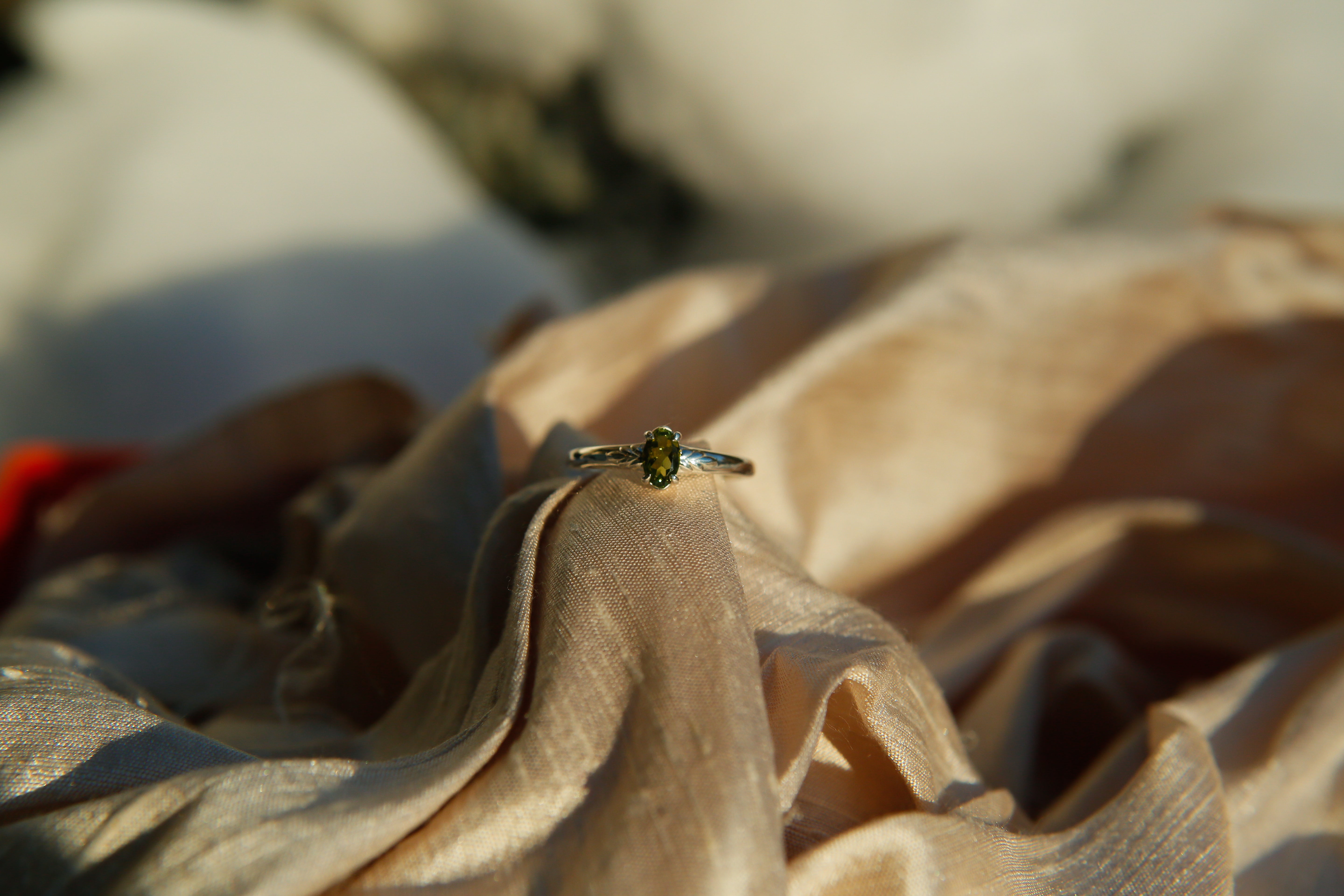Sterling Silver Tourmaline Solitaire Ring | sz 7.75