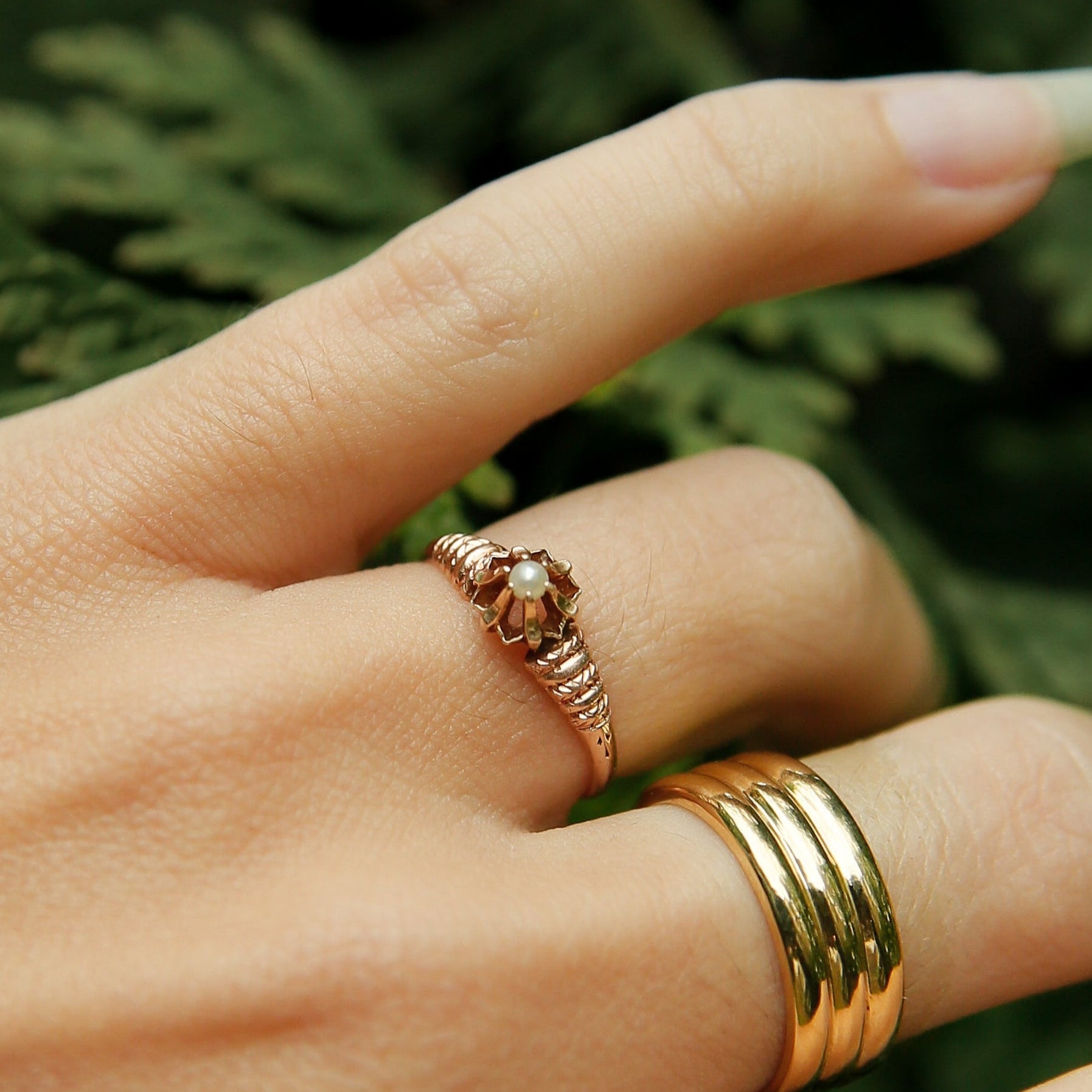 Antique 10k Solitaire Seed Pearl Ring | sz 5.5