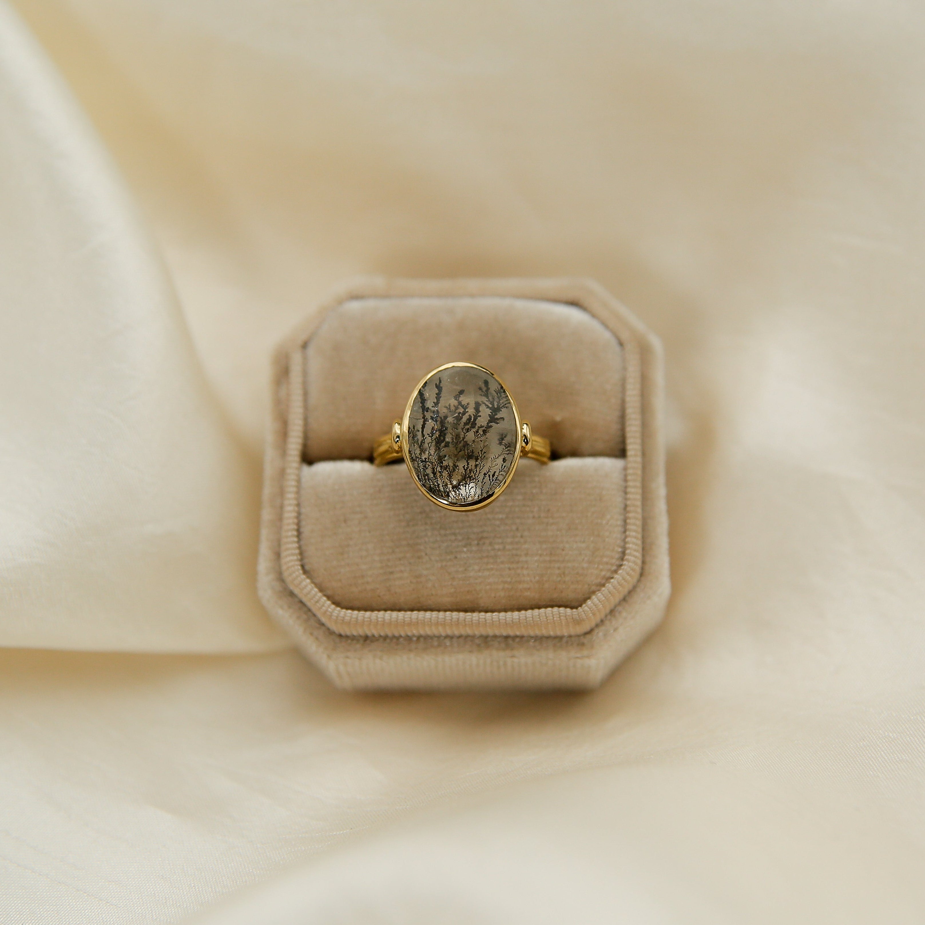 18k Dendritic Agate Ring | sz 8.5