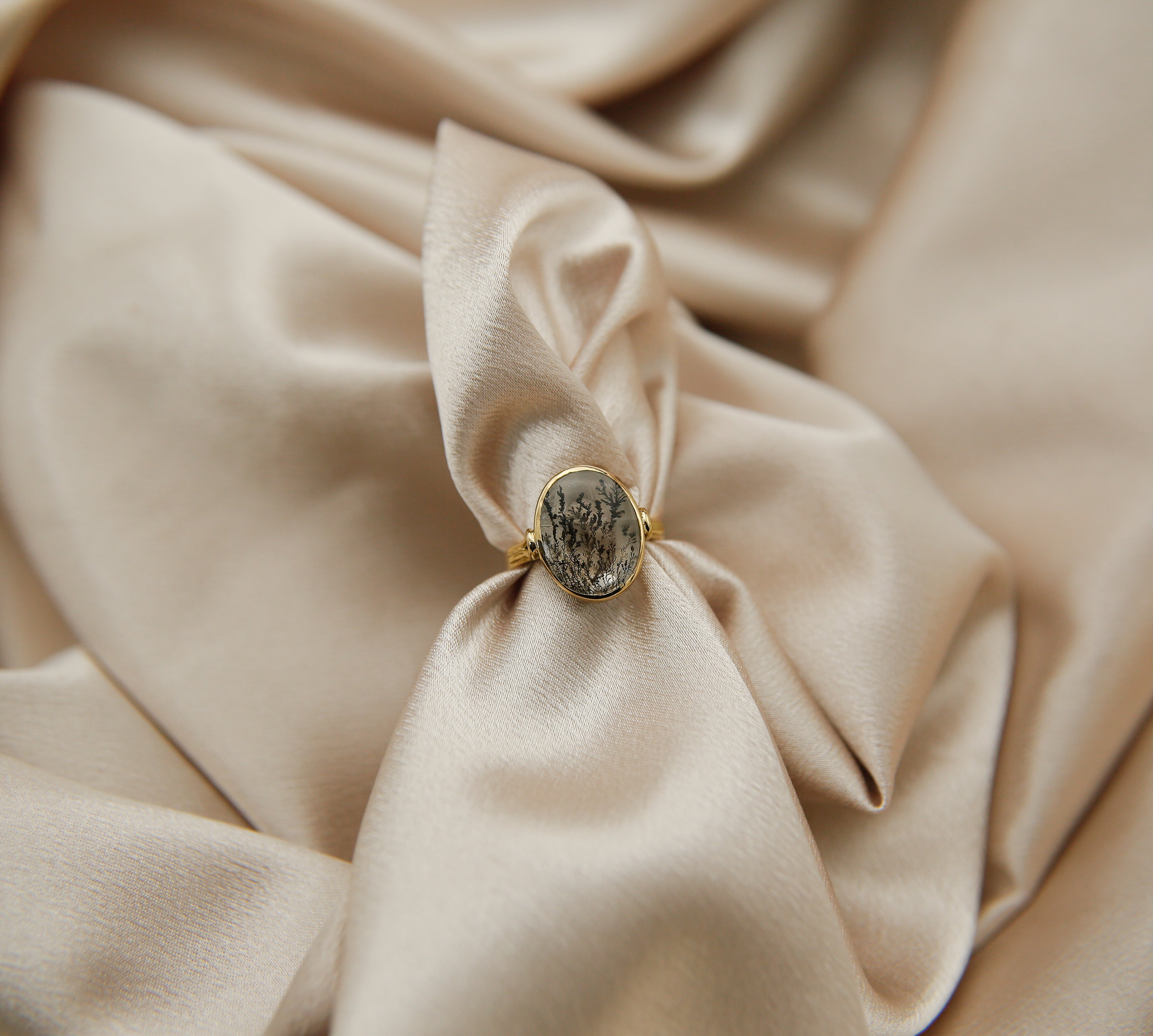 18k Dendritic Agate Ring | sz 8.5