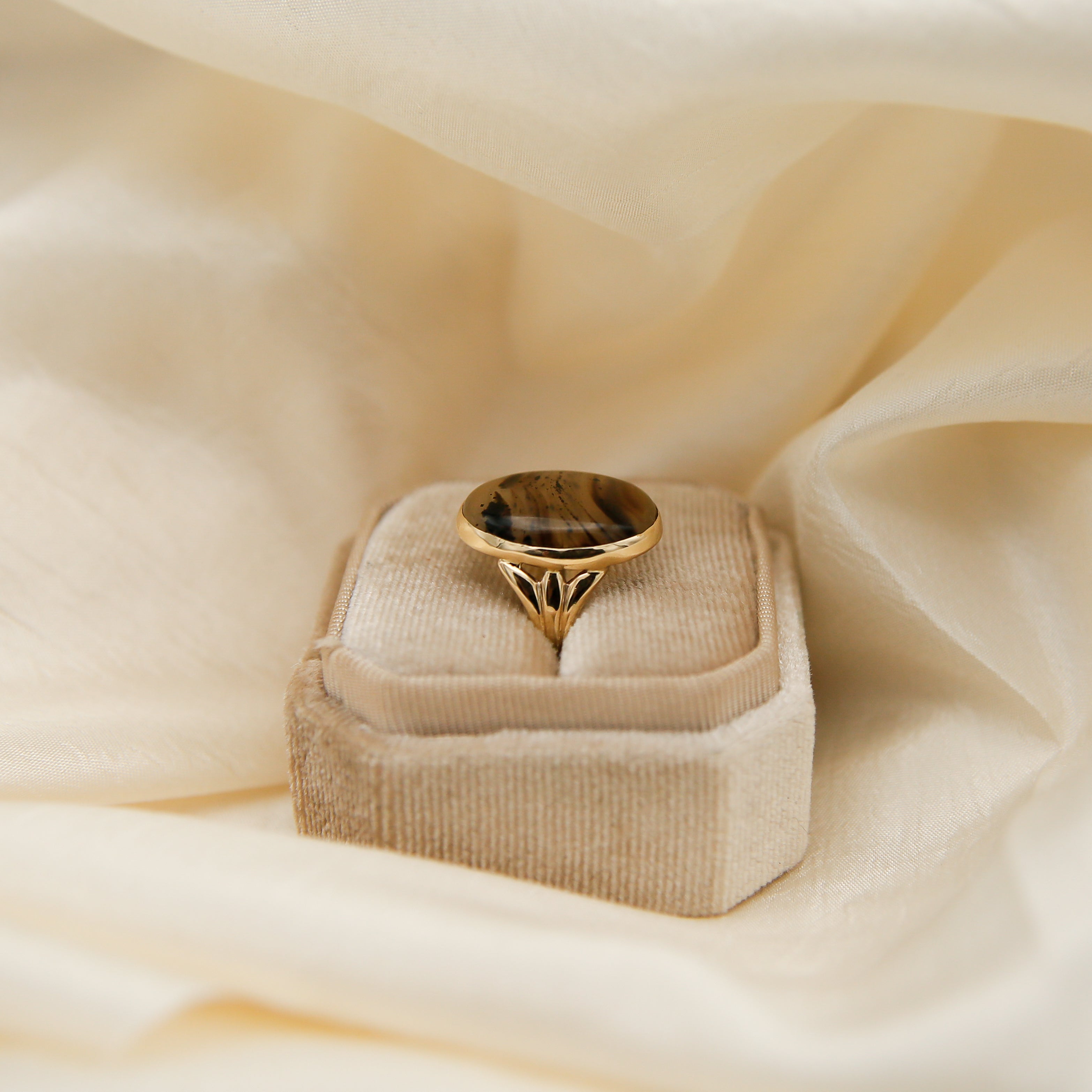 1930's 10k Dendritic Agate Ring | sz 8