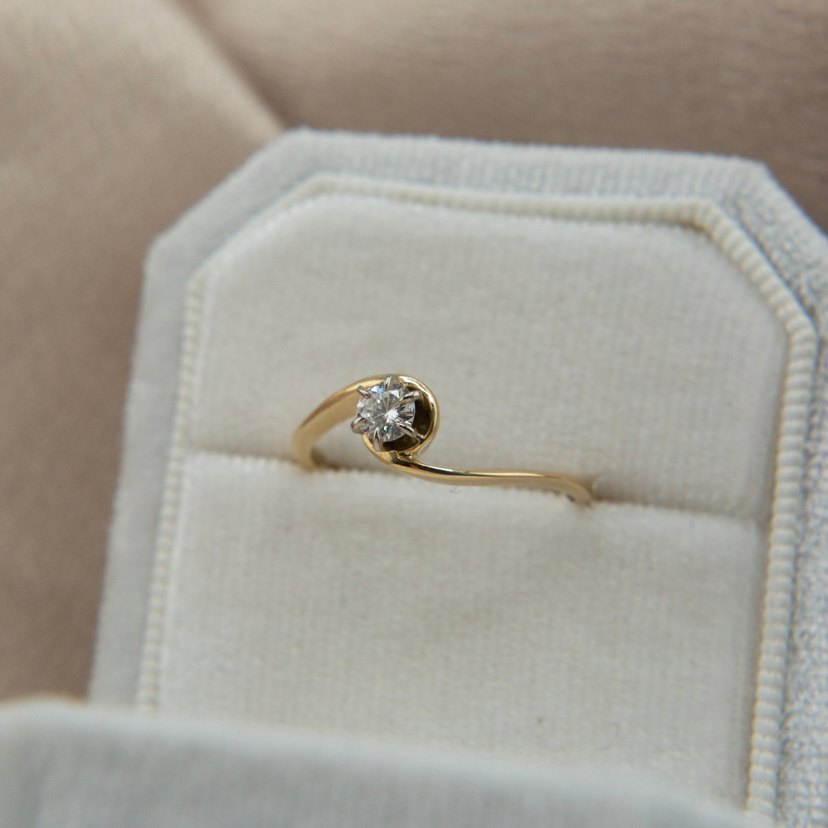14k 6 prong bypass solitaire diamond | sz 6.5
