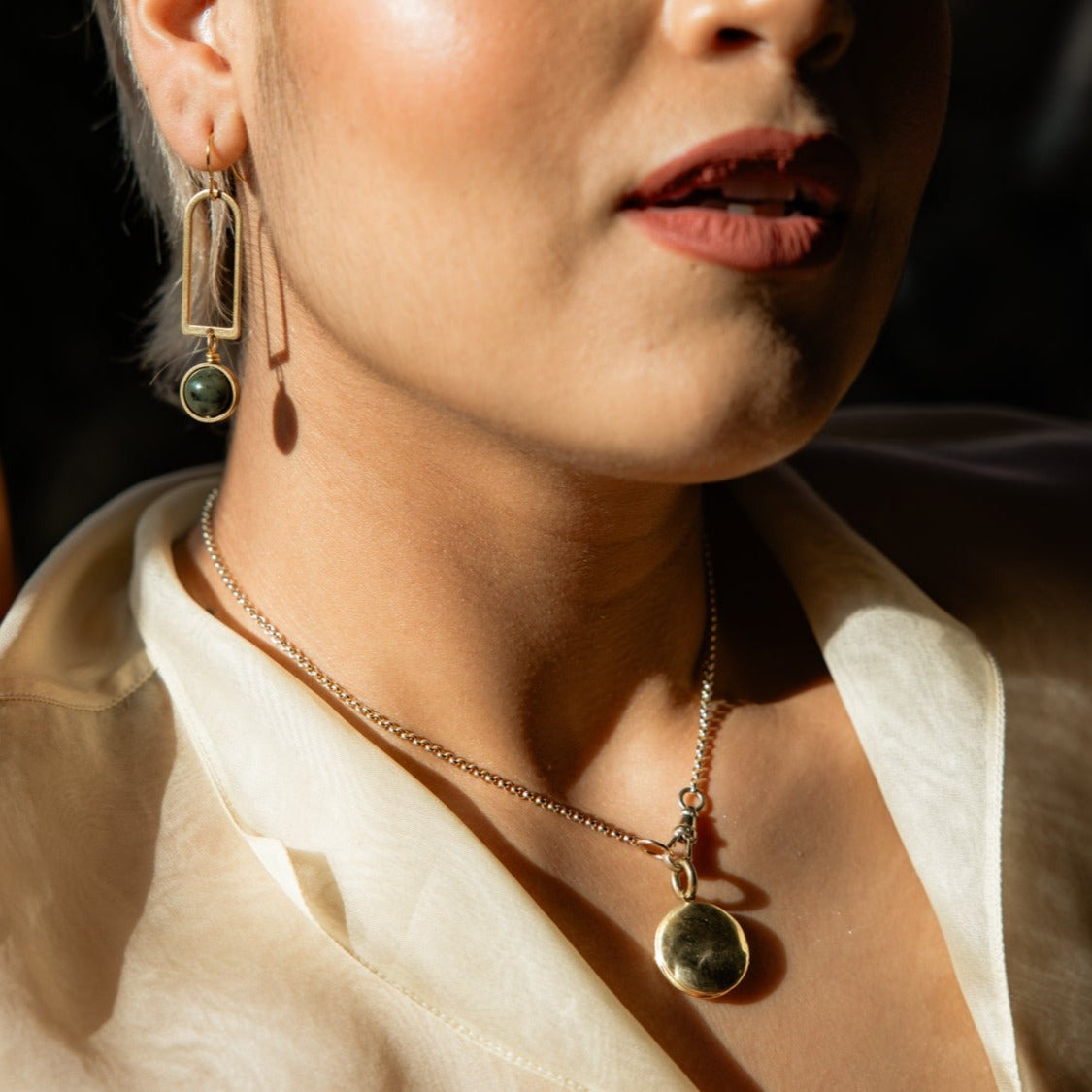 16" 14k gold filled chain with pocket watch clasp and locket pendant