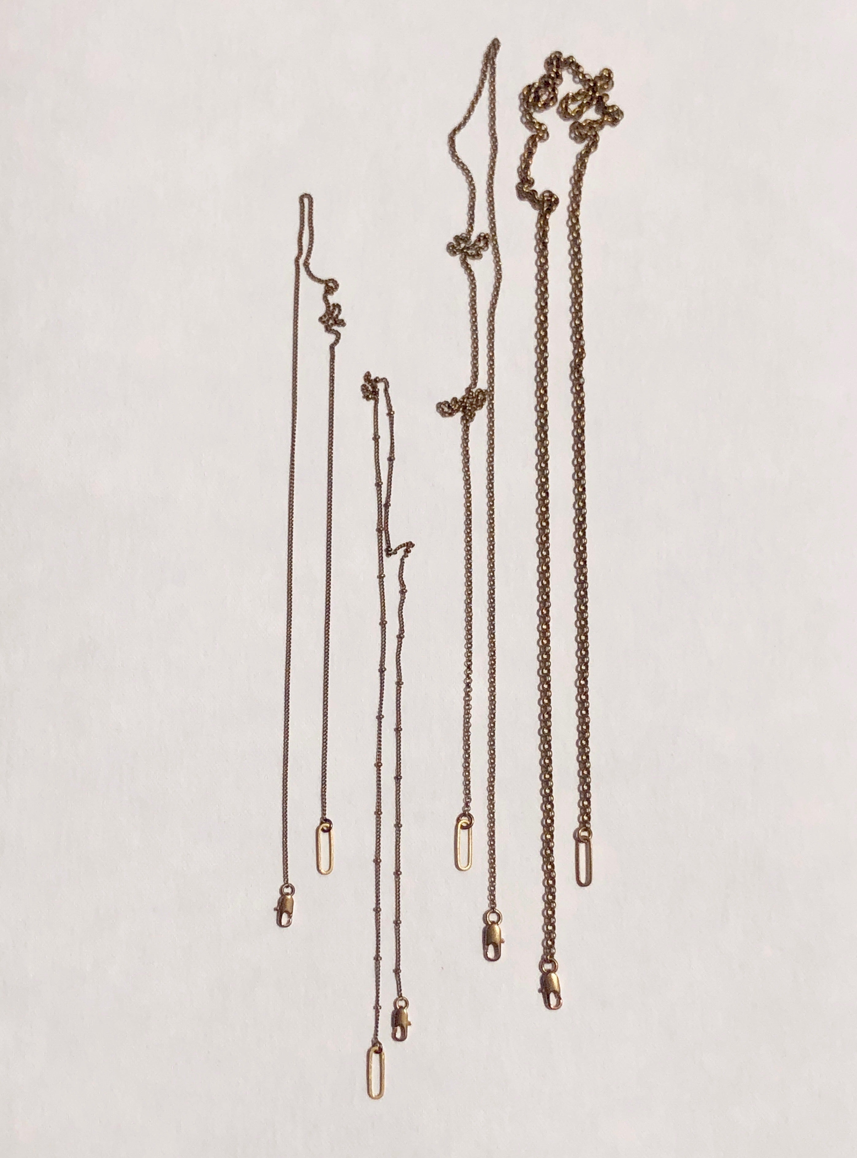 CIVAL Collective classic chain style collection. Four chain styles including fine curb, satellite, standard rolo, and heavy rolo all available for purchase.